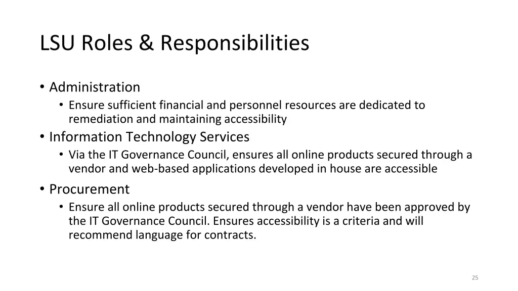 lsu roles responsibilities 1