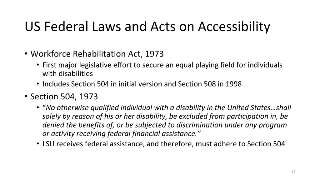 us federal laws and acts on accessibility