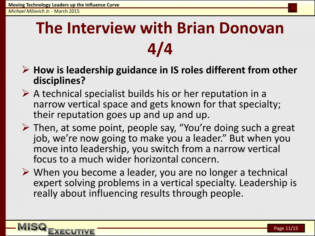 moving technology leaders up the influence curve 10