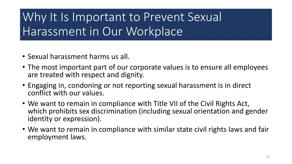 why it is important to prevent sexual harassment