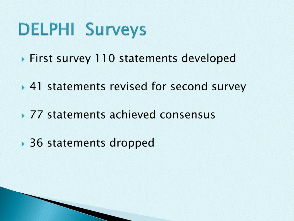 first survey 110 statements developed