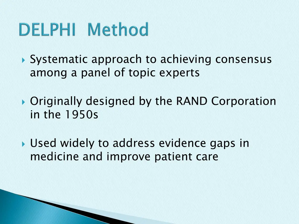 systematic approach to achieving consensus among