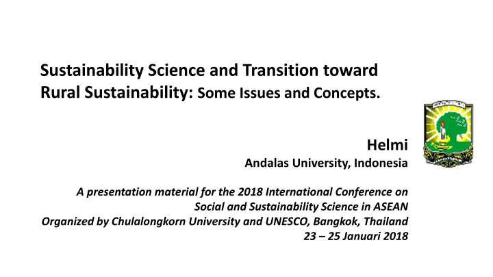 sustainability science and transition toward