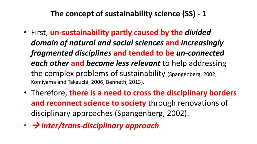 the concept of sustainability science ss 1