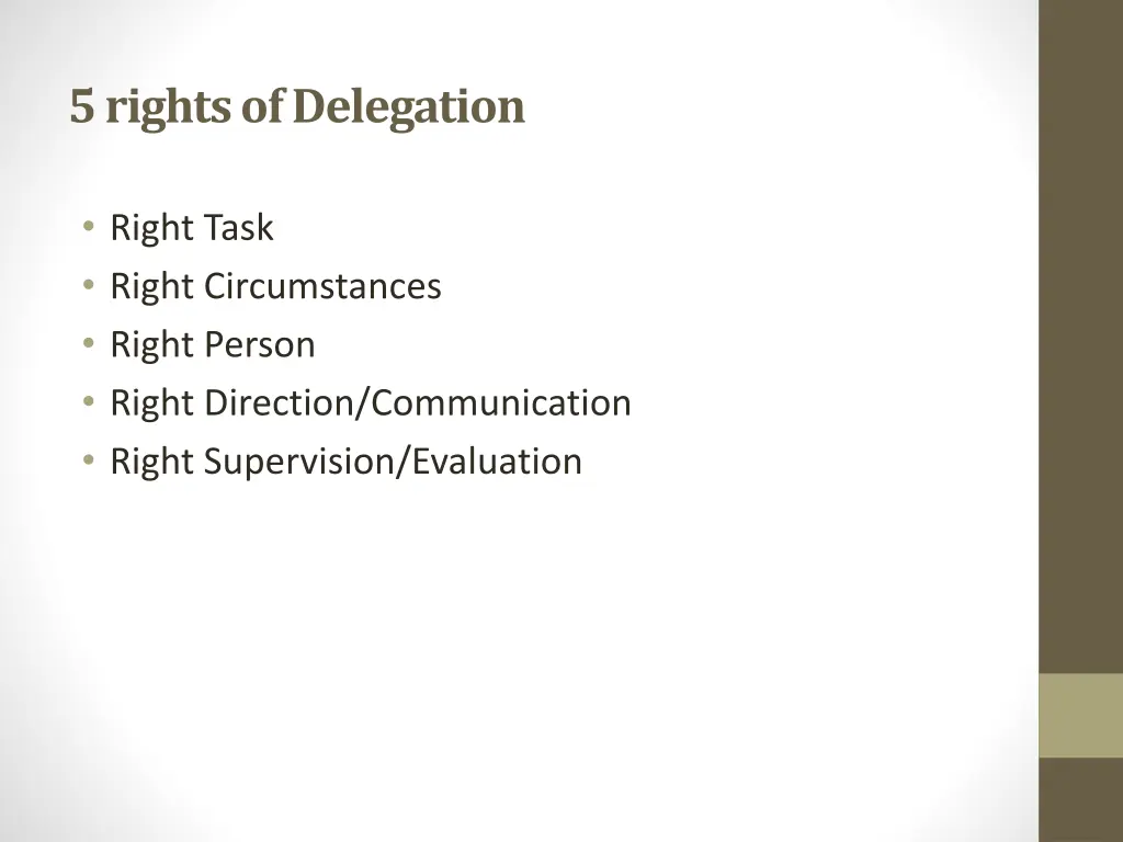 5 rights of delegation