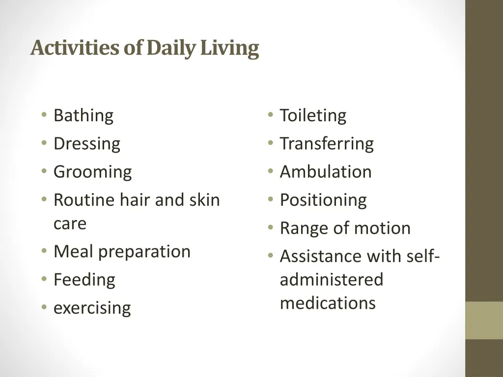 activities of daily living