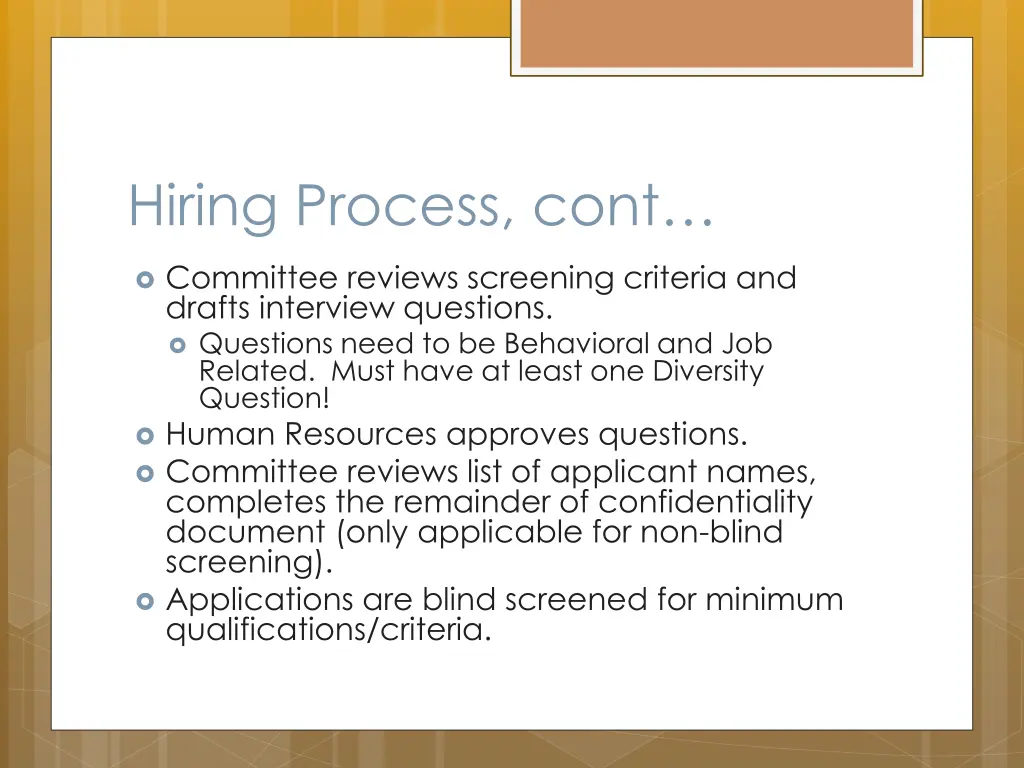 hiring process cont