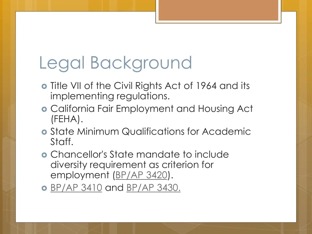 legal background