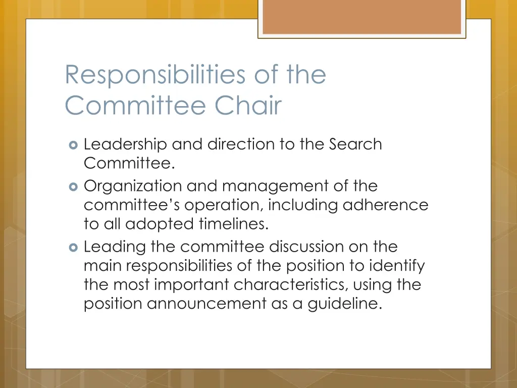 responsibilities of the committee chair