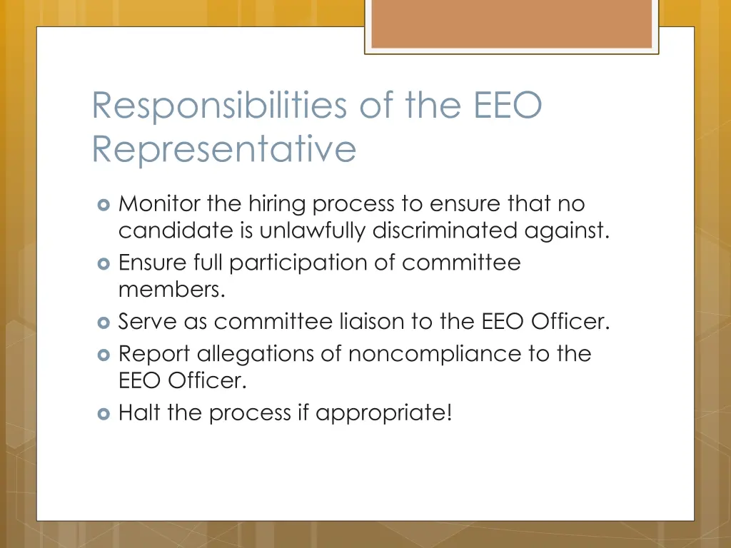 responsibilities of the eeo representative