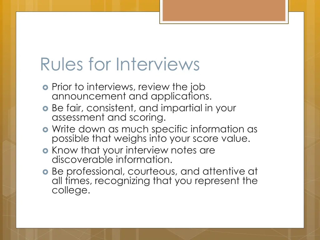 rules for interviews