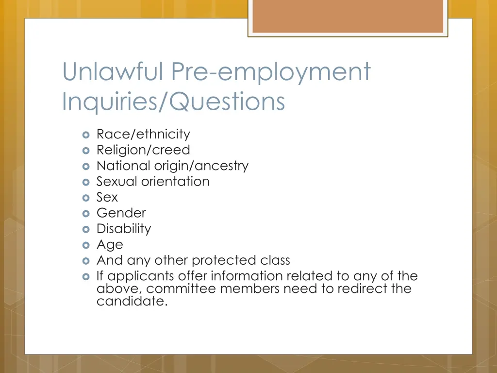 unlawful pre employment inquiries questions