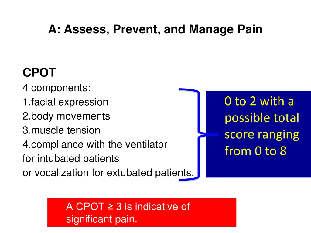 a assess prevent and manage pain 4