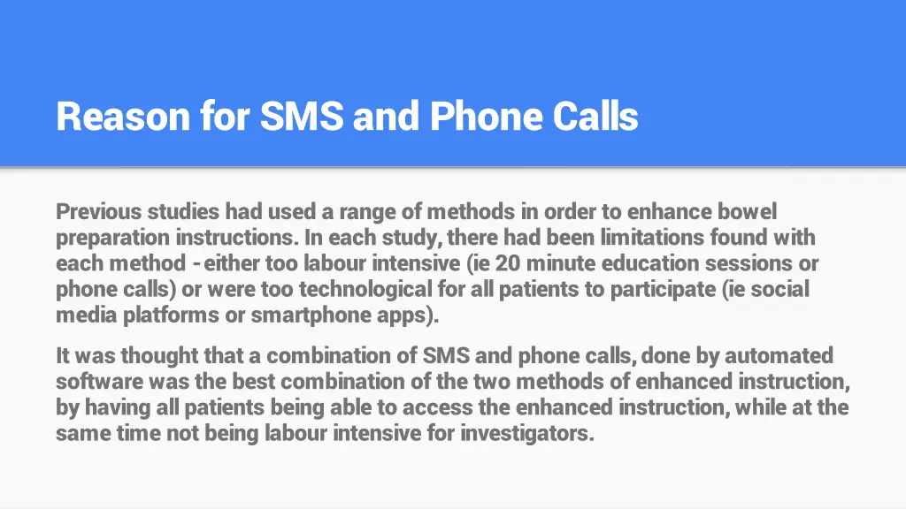 reason for sms and phone calls