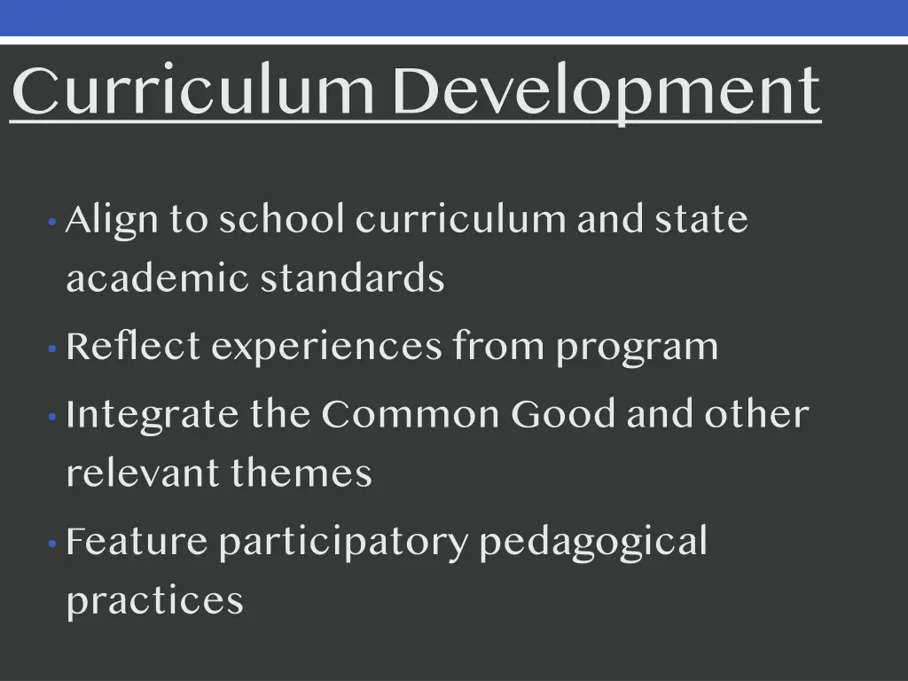 curriculum development