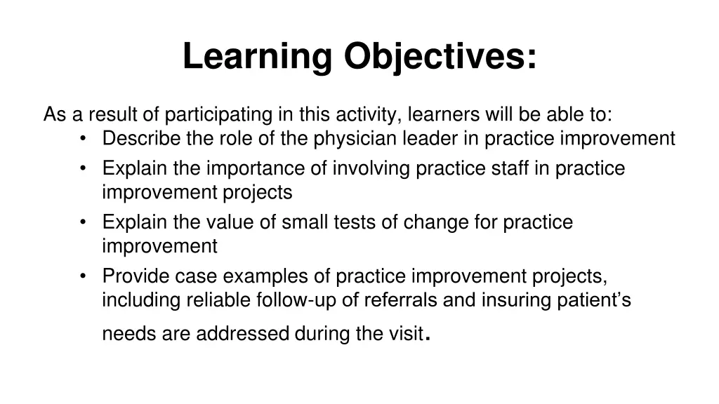 learning objectives