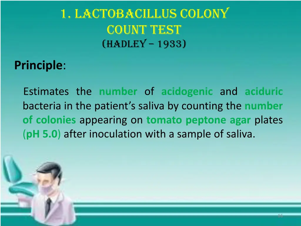 1 lactobacillus colony count test hadley 1933