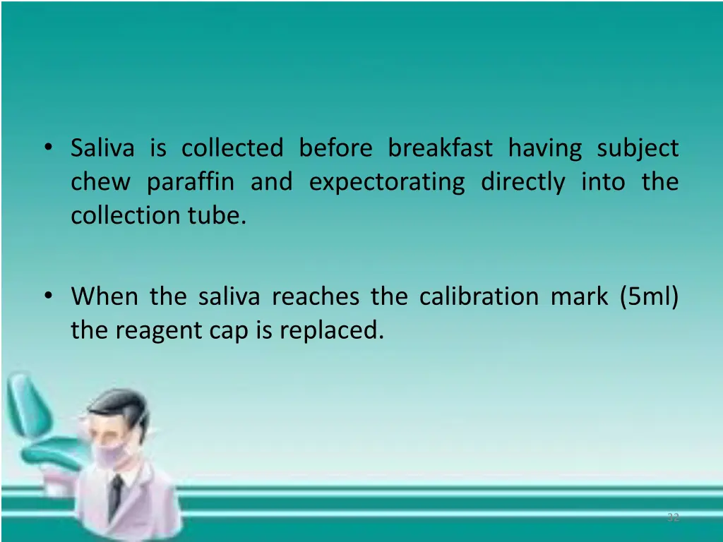 saliva is collected before breakfast having