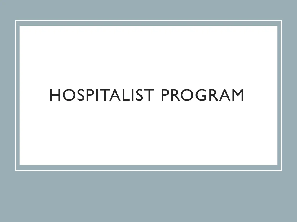 hospitalist program