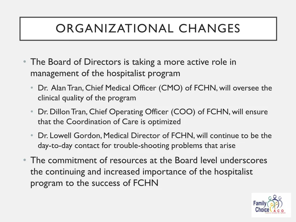 organizational changes