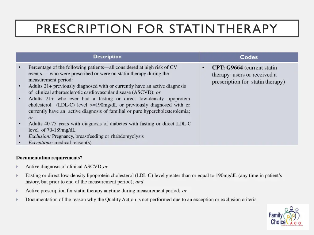 prescription for statin therapy