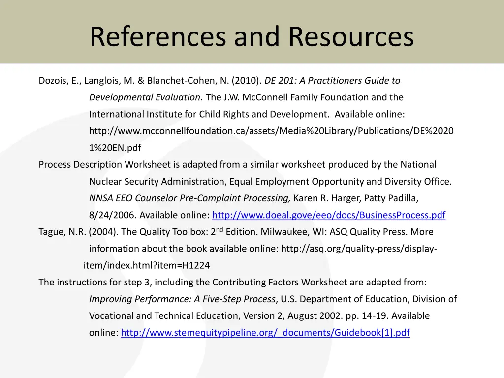references and resources