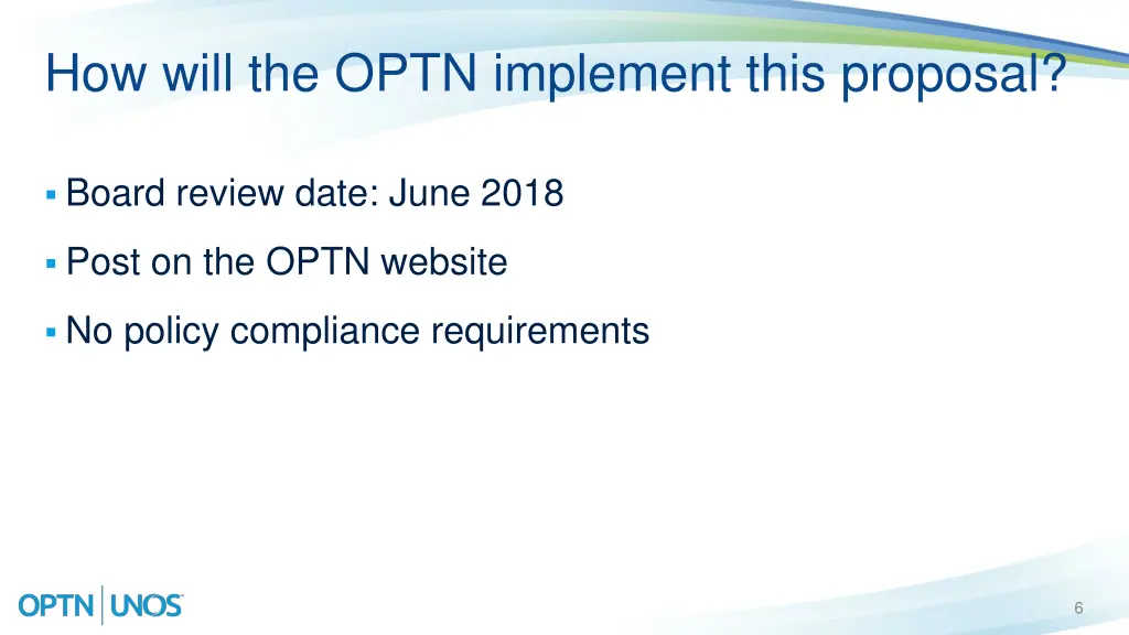 how will the optn implement this proposal