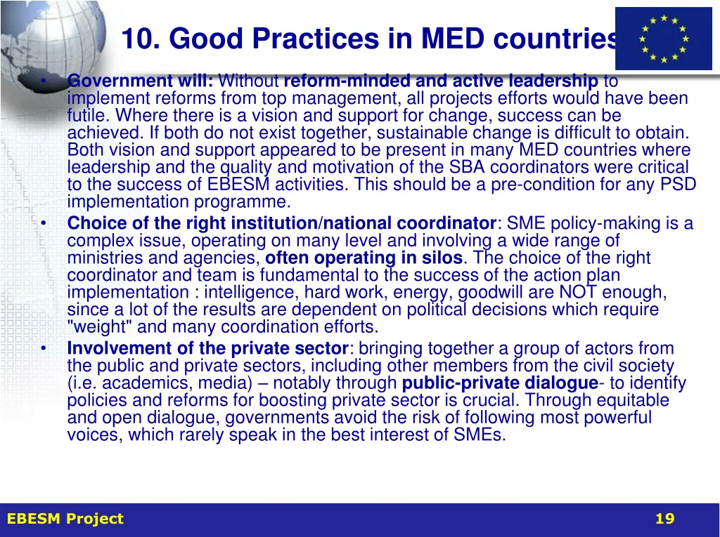 10 good practices in med countries