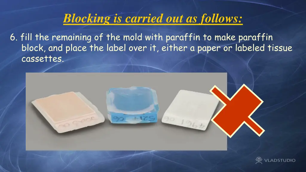 blocking is carried out as follows