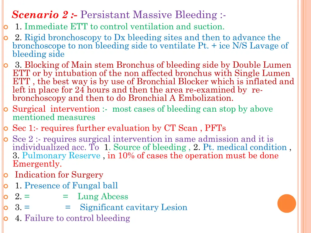 scenario 2 persistant massive bleeding