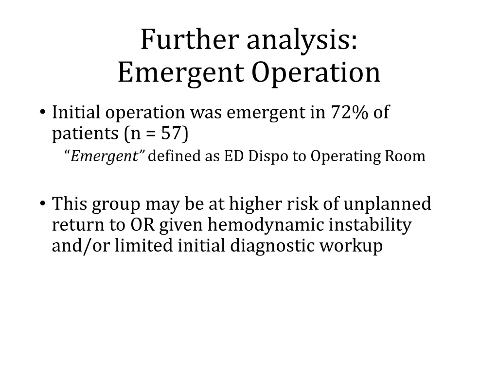 further analysis emergent operation