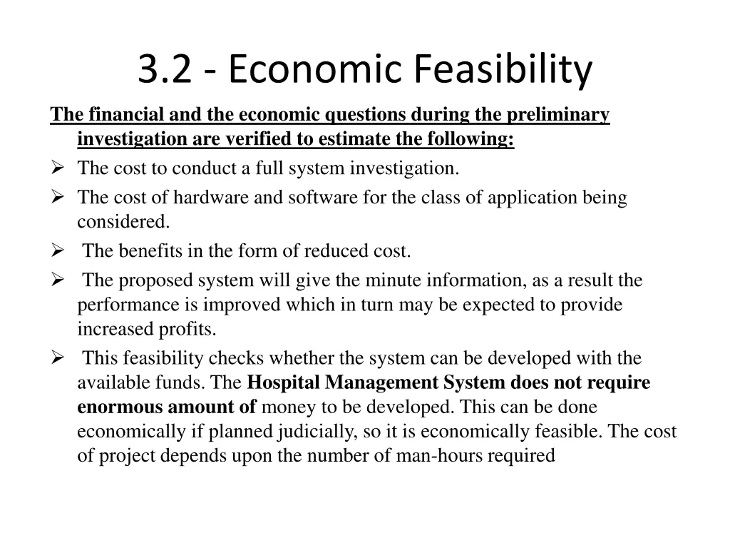 3 2 economic feasibility the financial