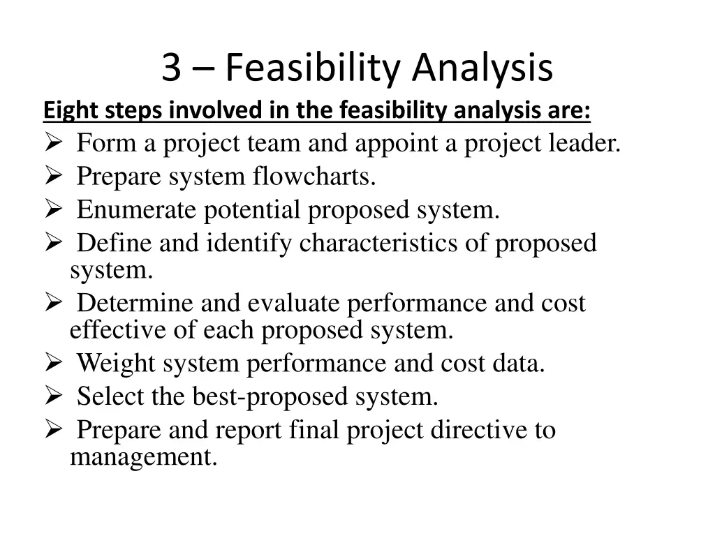 3 feasibility analysis eight steps involved