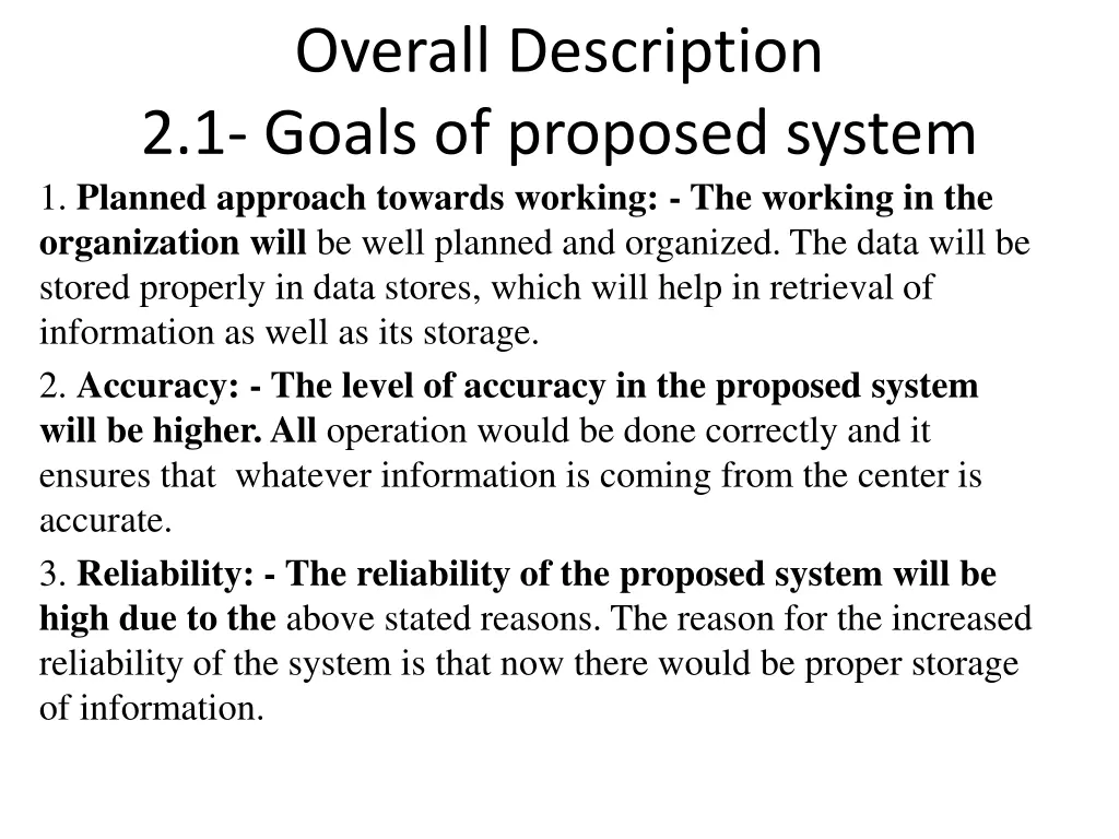 overall description 2 1 goals of proposed system