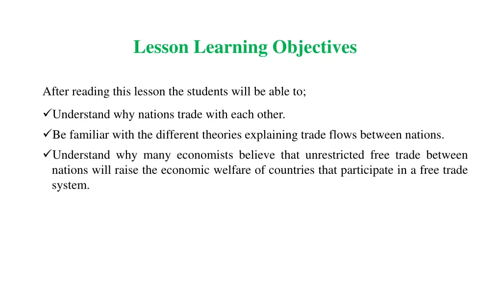 lesson learning objectives