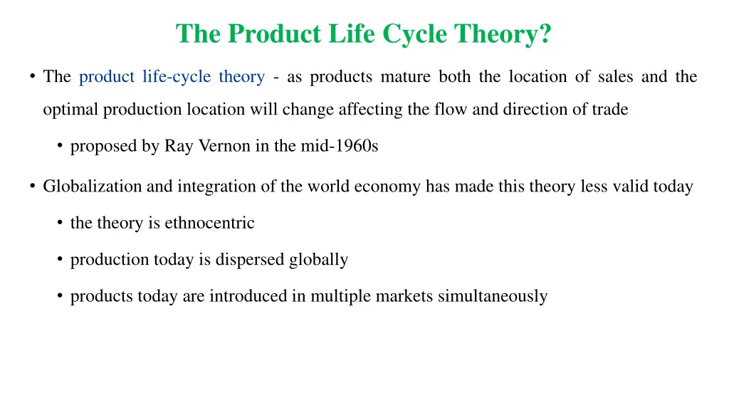 the product life cycle theory
