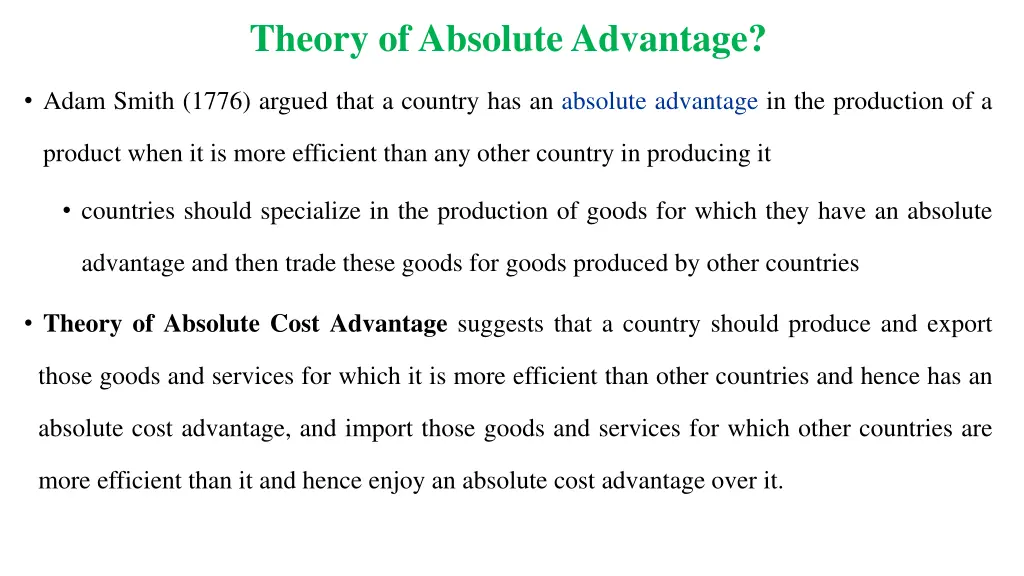 theory of absolute advantage