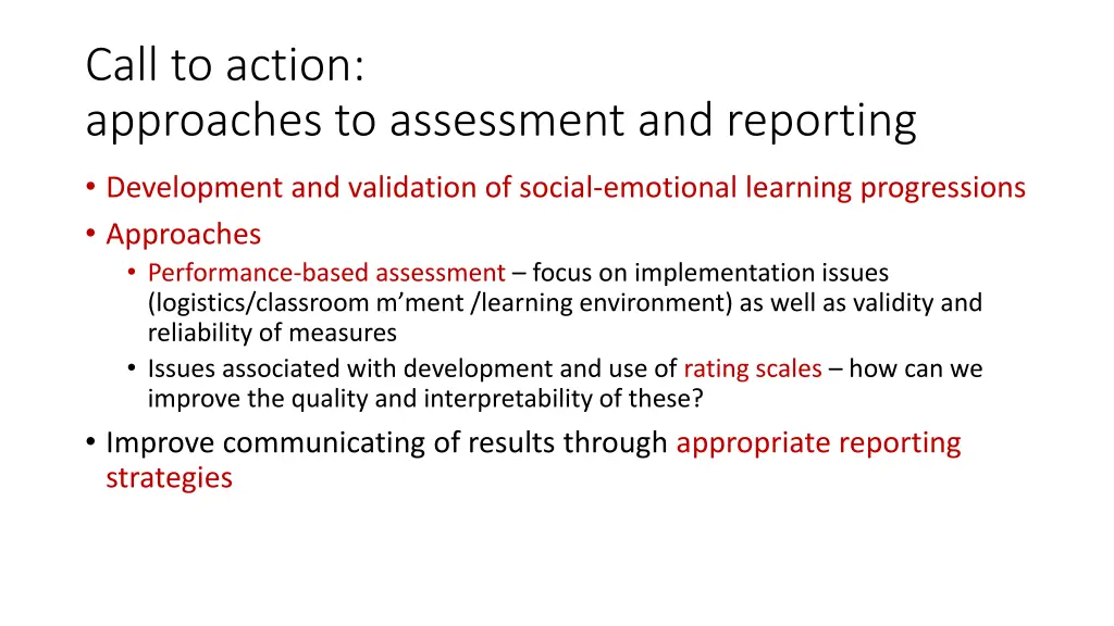 call to action approaches to assessment