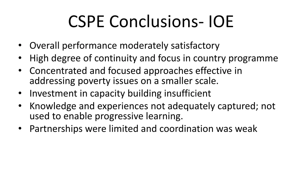 cspe conclusions ioe