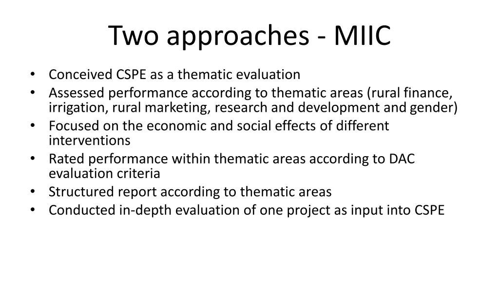 two approaches miic