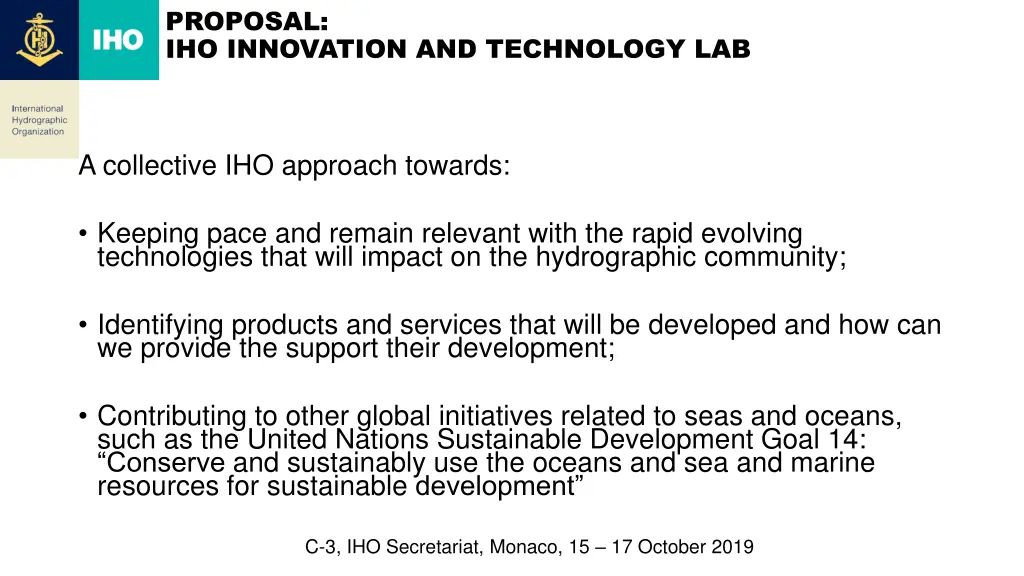 proposal iho innovation and technology lab