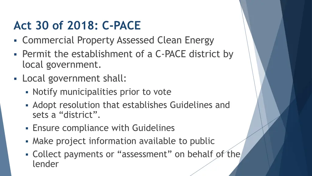 act 30 of 2018 c pace commercial property