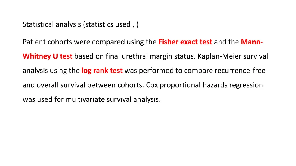 statistical analysis statistics used