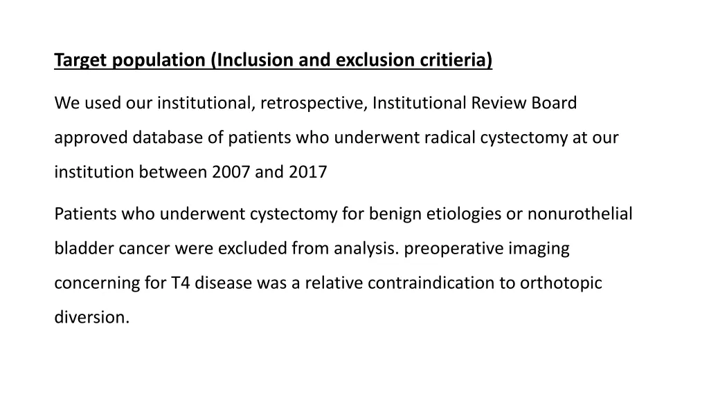 target population inclusion and exclusion
