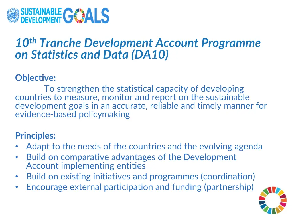 10 th tranche development account programme