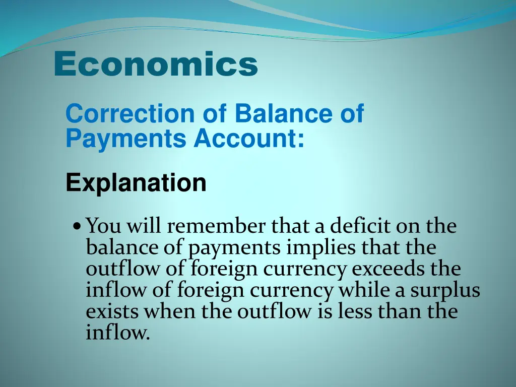 economics correction of balance of payments