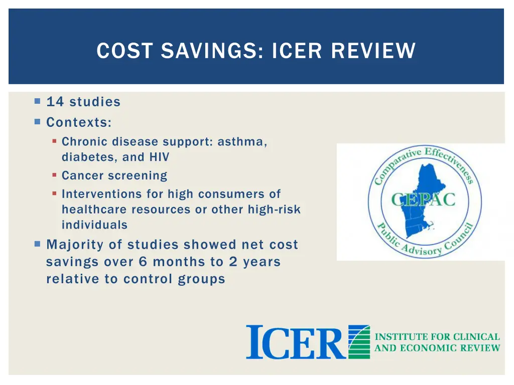 cost savings icer review