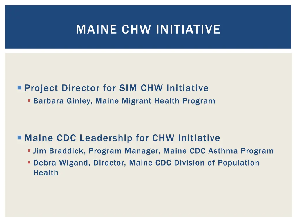 maine chw initiative