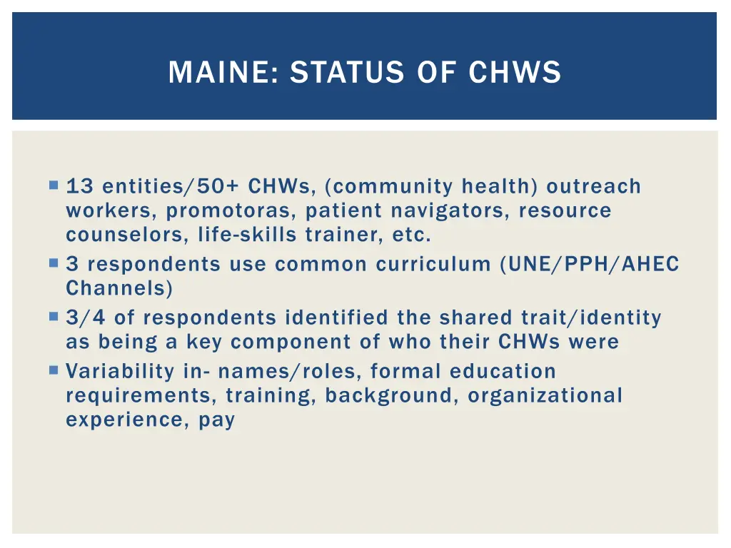 maine status of chws