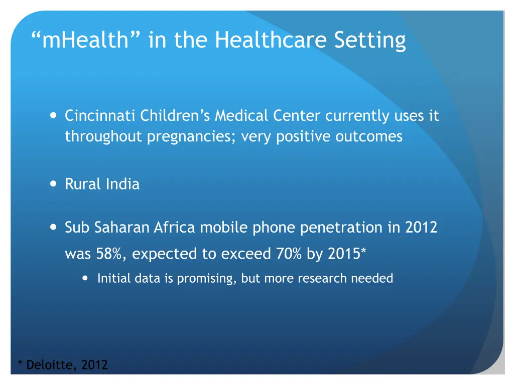 mhealth in the healthcare setting